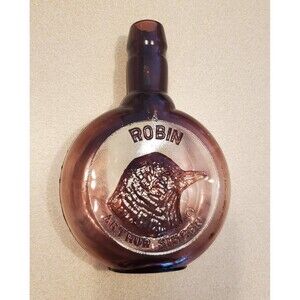Vintage CLEVENGER BROTHERS brown Glass FLASK bottle Arthur Singer Robin